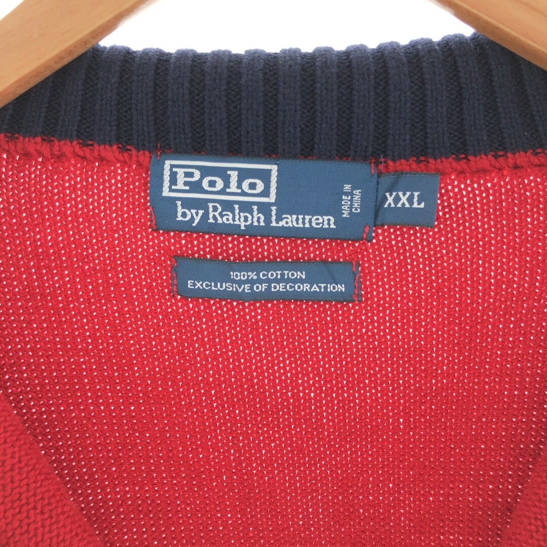 Ralph Lauren(ラルフローレン)の古着 ラルフローレン Ralph Lauren POLO by Ralph Lauren EXCLUSIVE DECORATION コットンニットハーフジップセーター メンズXXL /taa001459 メンズのトップス(ニット/セーター)の商品写真