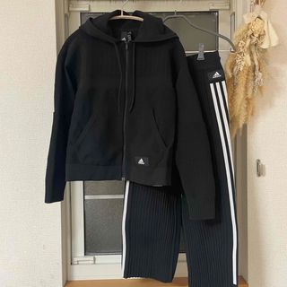 アディダス(adidas)のadidas レディース スウェットフリンジ セットアップ パーカー (パーカー)