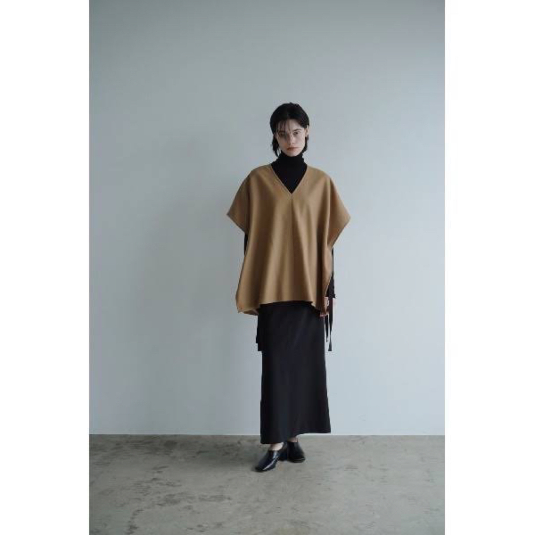 レディースclane 2WAY WOOL SIDE RIBBON PONCHO