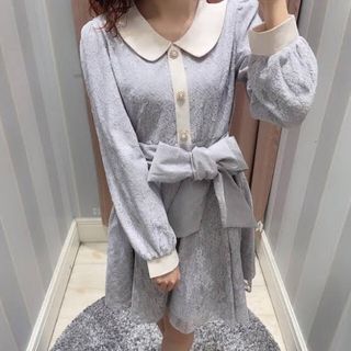 美品 everyn ミニワンピース チュール シフォン ブラック グレー