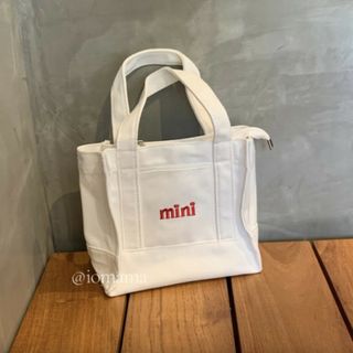 キャンバス mini バッグ ショルダーバッグ ボディバッグ トートバッグ 白(トートバッグ)