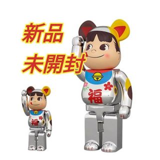 ベアブリック(BE@RBRICK)のBE@RBRICK 招き猫 ペコちゃん 福 銀メッキ 100% 400%(その他)