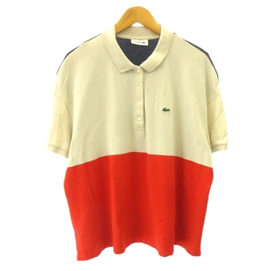 LACOSTE(ラコステ)のラコステ LACOSTE ポロシャツ 半袖 ロゴ ベージュ 赤 ネイビー L レディースのトップス(ポロシャツ)の商品写真
