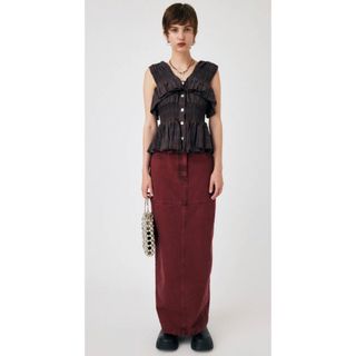 マウジー(moussy)のmoussy ACID WASH PENCIL MAXI スカート ダークレッド(ロングスカート)