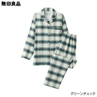 ムジルシリョウヒン(MUJI (無印良品))の≪新品≫  無印良品 脇に縫い目のないフランネルパジャマ／Ｌ／グリーンチェック(パジャマ)