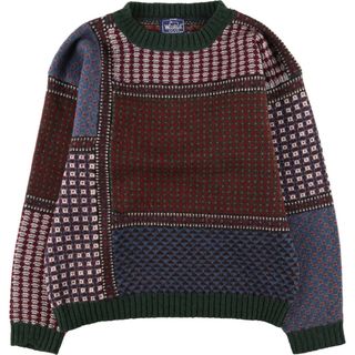 ウールリッチ(WOOLRICH)の古着 80年代 ウールリッチ WOOLRICH THE WOMAN 総柄 ウールニットセーター レディースXL ヴィンテージ /eaa344790(ニット/セーター)