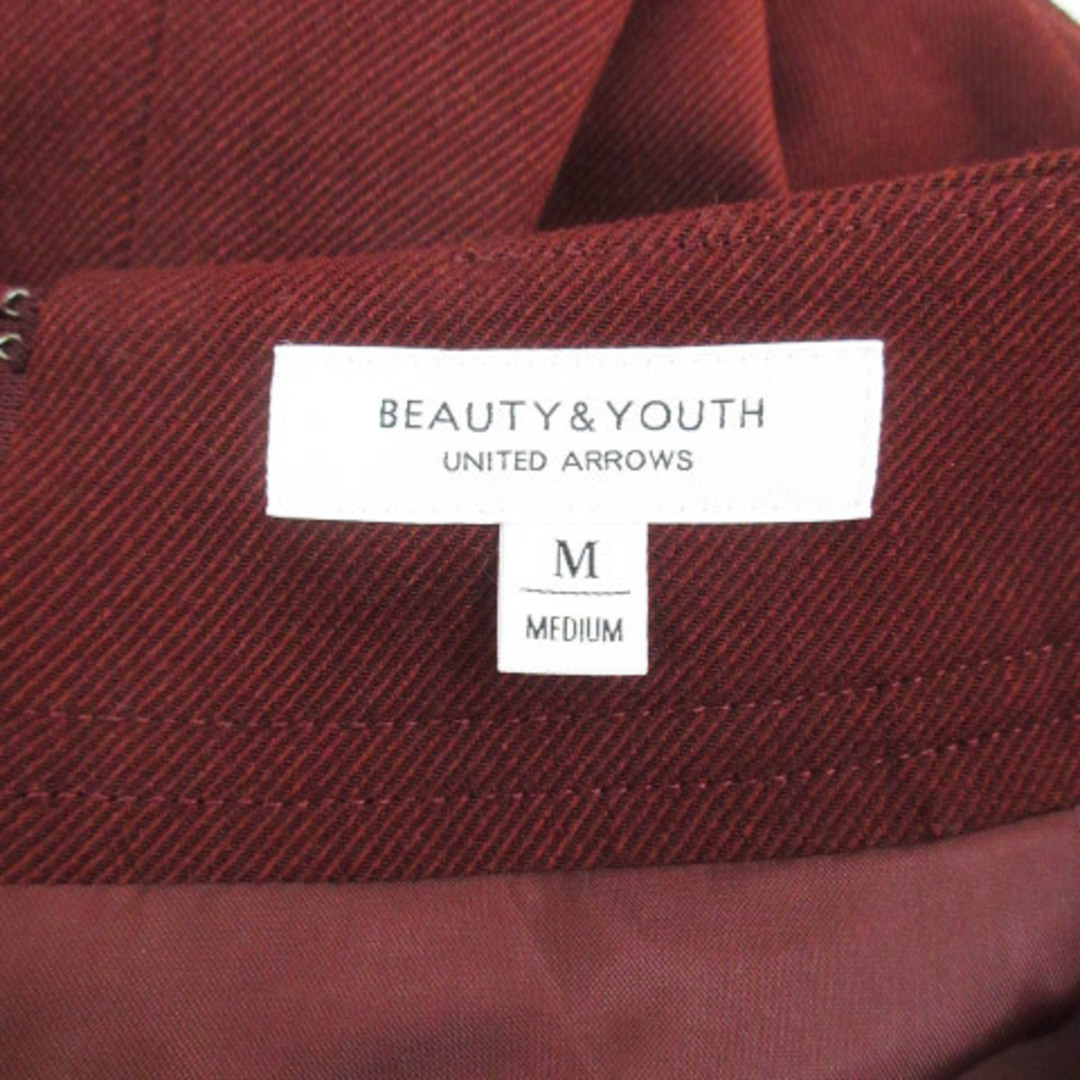 BEAUTY&YOUTH UNITED ARROWS(ビューティアンドユースユナイテッドアローズ)のB&Y ユナイテッドアローズ フレアスカート ミモレ丈 無地 M 赤 レッド レディースのスカート(ひざ丈スカート)の商品写真