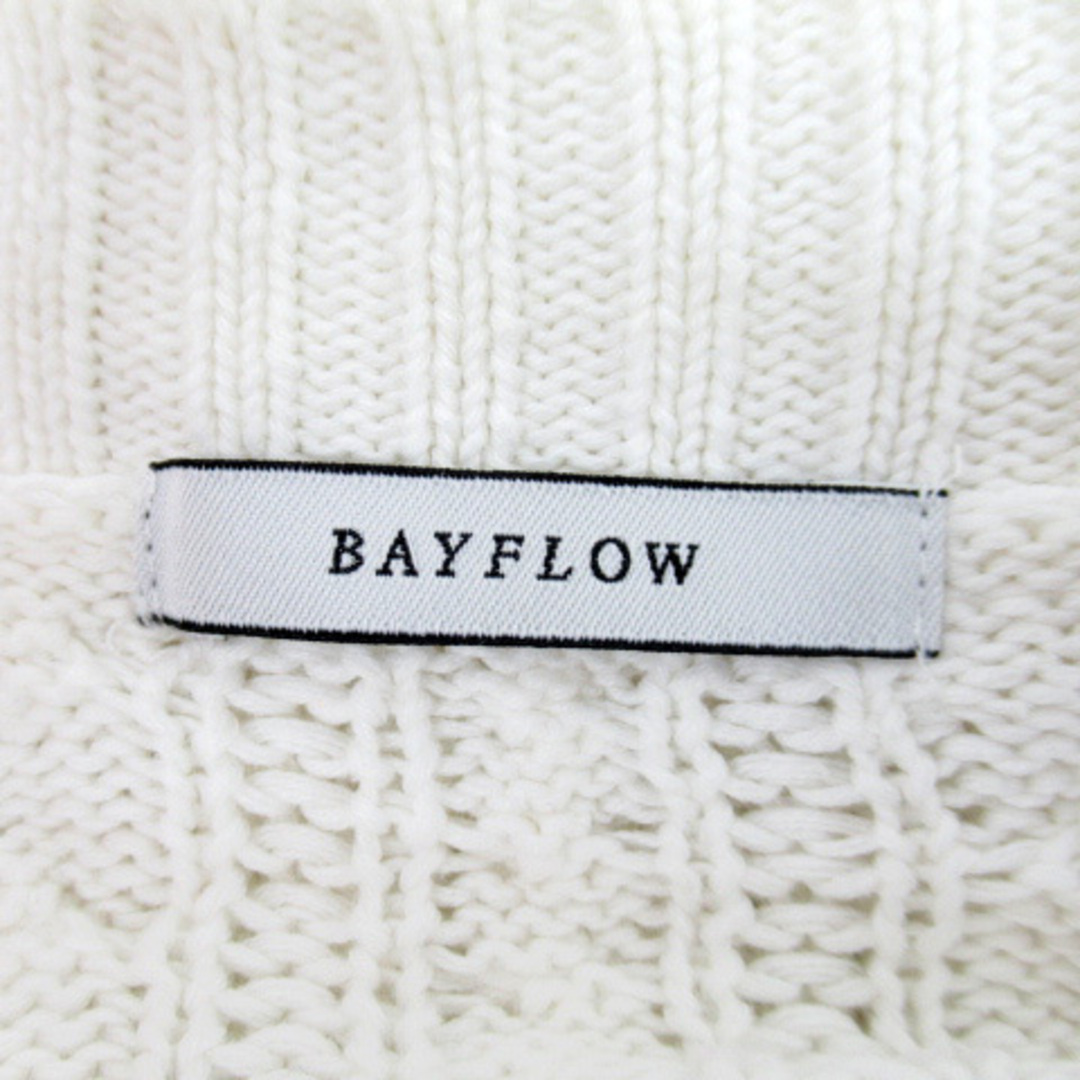BAYFLOW(ベイフロー)のベイフロー ニットカーディガン ロング丈 Vネック 無地 3 白 ホワイト レディースのトップス(カーディガン)の商品写真