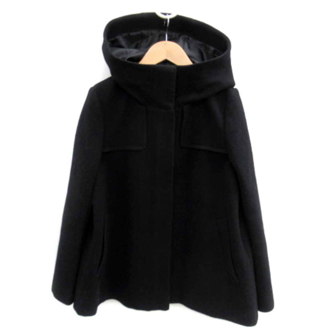 JILLSTUART(ジルスチュアート)のジルスチュアート コート ショート丈 フード付き ウール M 黒 ブラック レディースのジャケット/アウター(その他)の商品写真