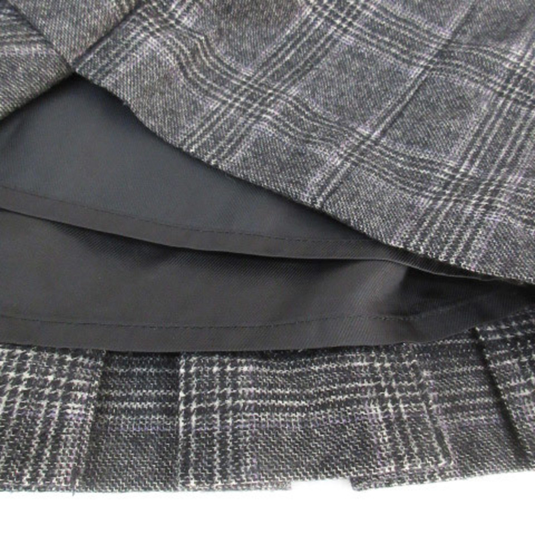 バッカ プリーツスカート ひざ丈 ウール グレンチェック柄 36 黒 グレー レディースのスカート(ひざ丈スカート)の商品写真