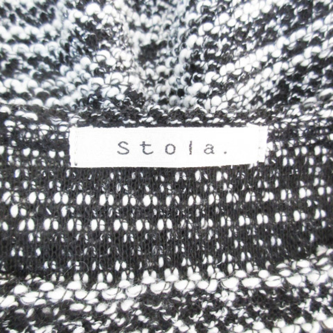 Stola.(ストラ)のストラ ニット シャツ 長袖 ラウンドネック 切替 ツイード ラメ 38 白 黒 レディースのトップス(ニット/セーター)の商品写真