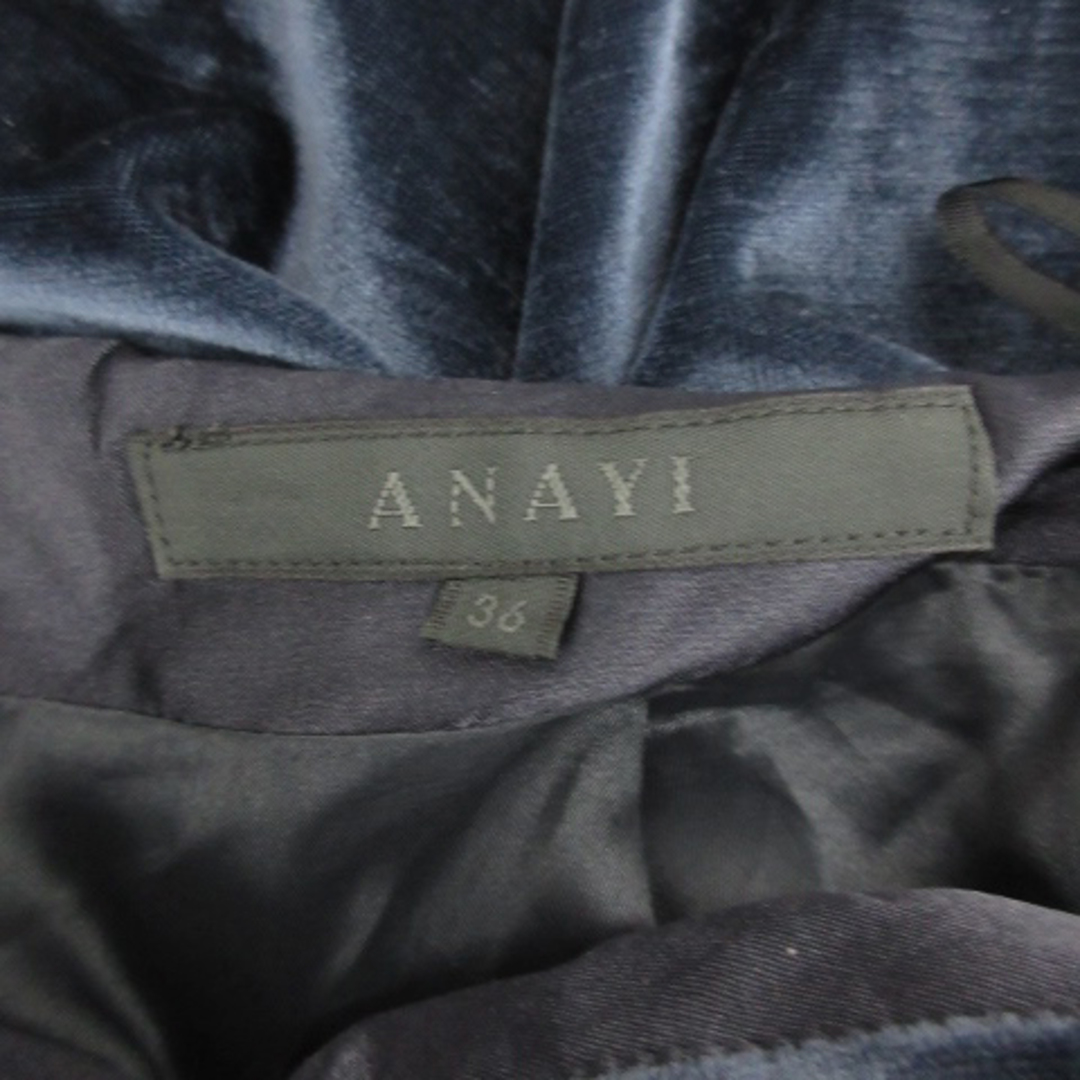 ANAYI(アナイ)のアナイ ANAYI タイトスカート ひざ丈 ベルベット 36 ネイビー 紺 レディースのスカート(ひざ丈スカート)の商品写真