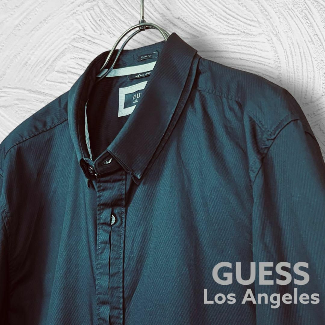 GUESS(ゲス)の【ゲス】GUESS 長袖 シャツ ストライプ ブラック 2XL ゆるだぼ メンズ メンズのトップス(シャツ)の商品写真