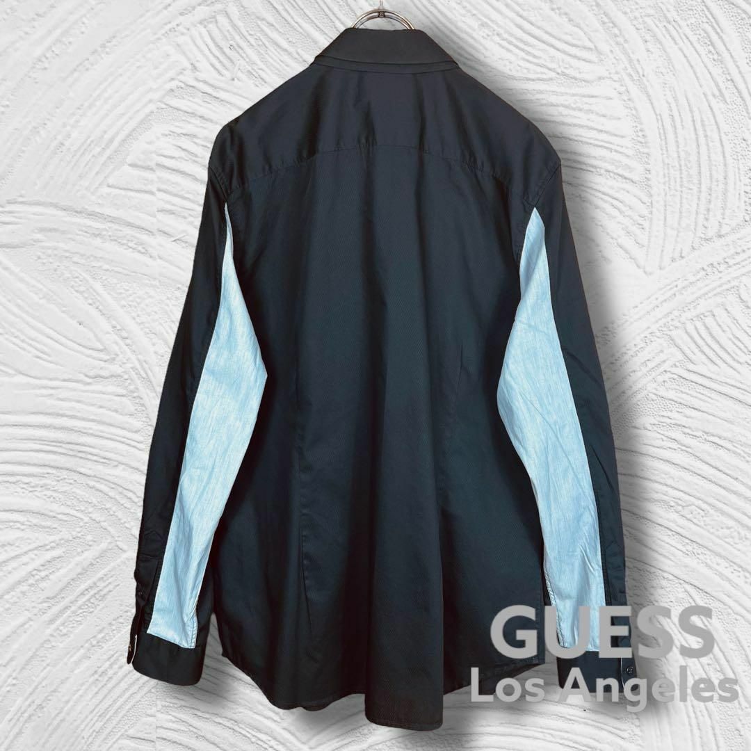 GUESS(ゲス)の【ゲス】GUESS 長袖 シャツ ストライプ ブラック 2XL ゆるだぼ メンズ メンズのトップス(シャツ)の商品写真