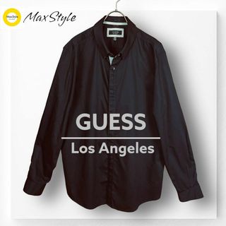 ゲス(GUESS)の【ゲス】GUESS 長袖 シャツ ストライプ ブラック 2XL ゆるだぼ メンズ(シャツ)