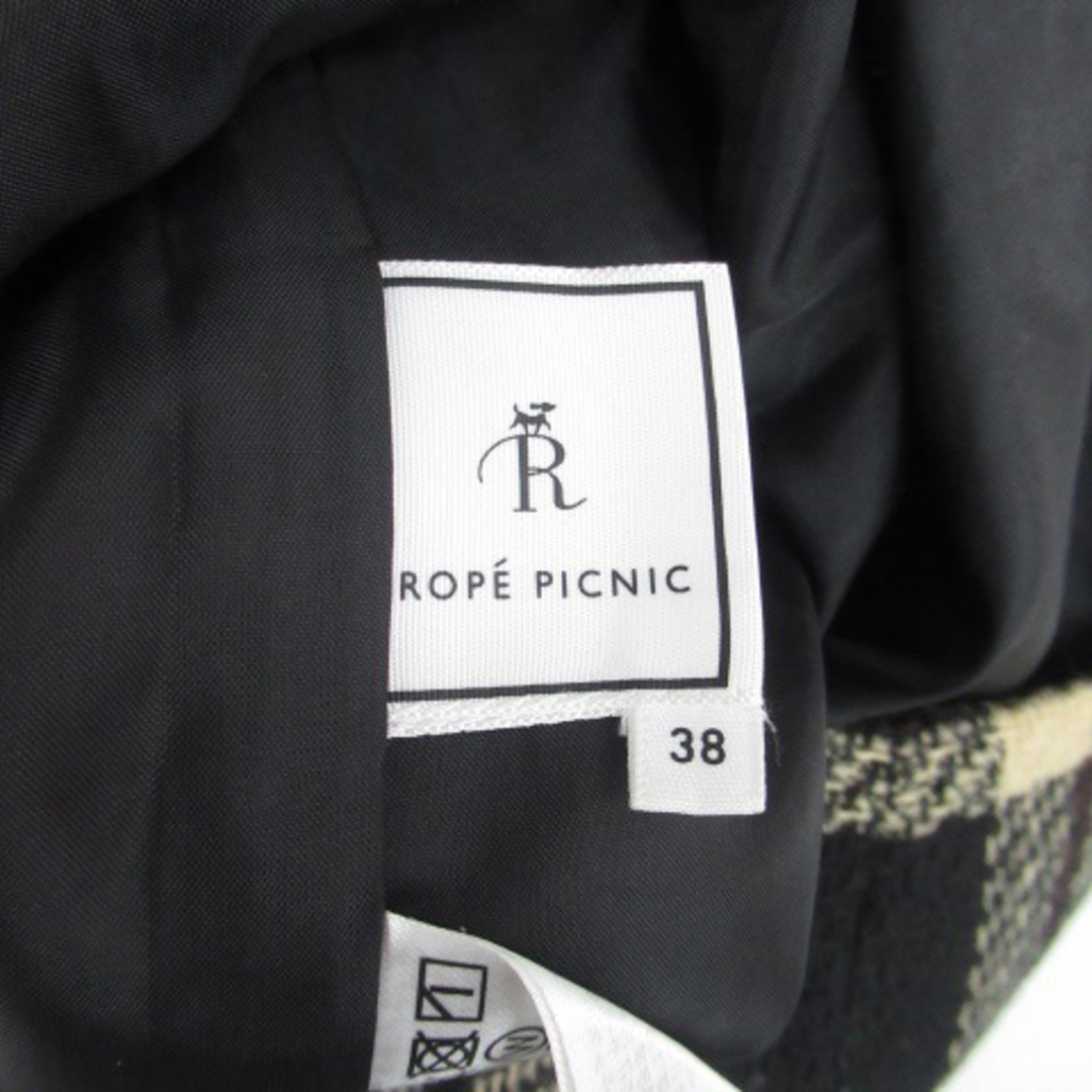 Rope' Picnic(ロペピクニック)のロペピクニック タイトスカート ロング チェック柄 フリンジ 38 黒 ベージュ レディースのスカート(ロングスカート)の商品写真