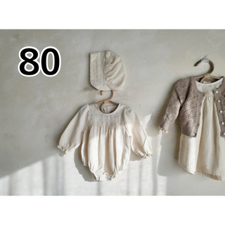 80cm 長袖ロンパース ベビー服 韓国子供服 かわいい ホワイト (ロンパース)
