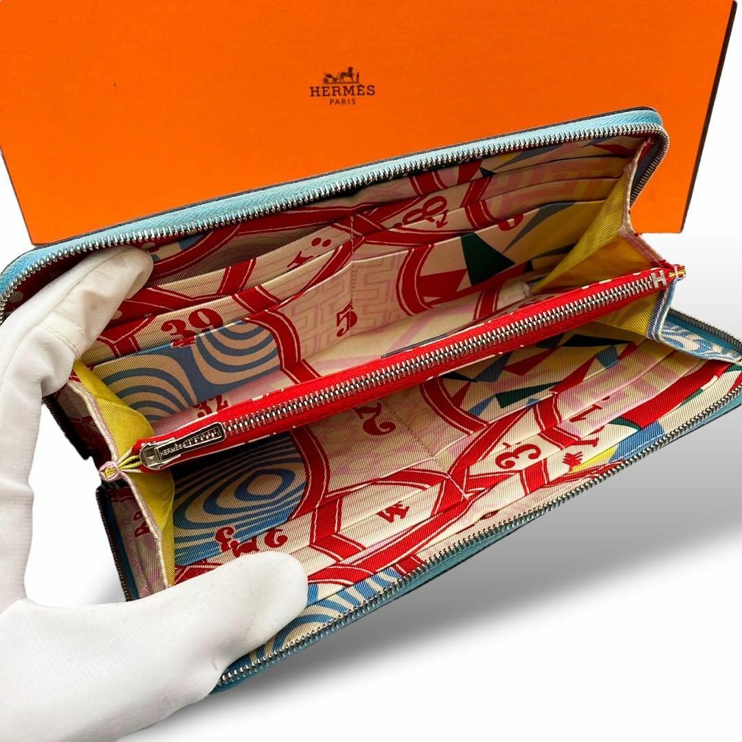 【極美品】2019年製 アザップシルクイン ブルージーン 長財布 エルメス