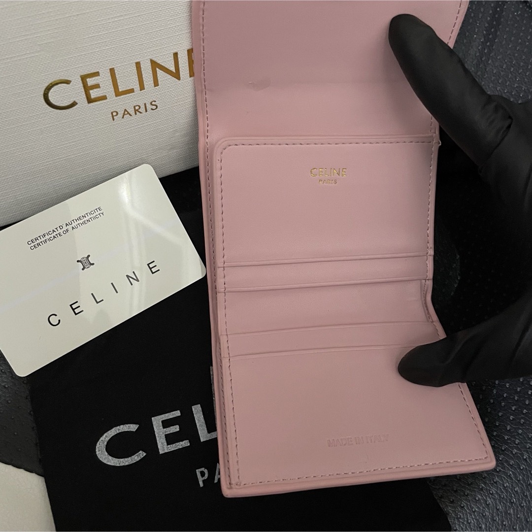 CELINE セリーヌ トリオンフ 三つ折り財布 ピンク 小銭入れ コインケース