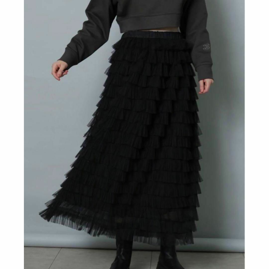 新品タグ付き✨CADUNE チュール ティアード ブラック スカート