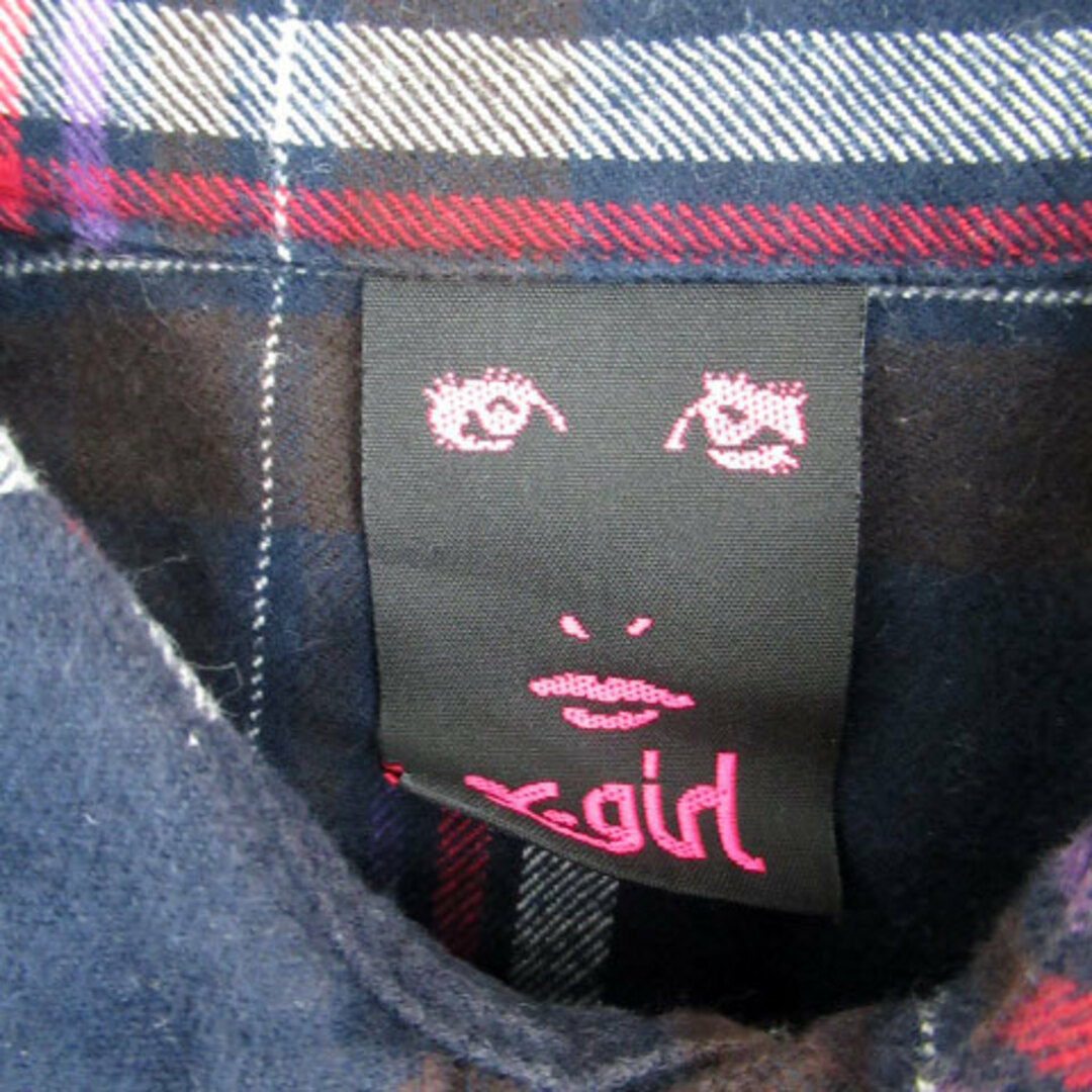 X-girl(エックスガール)のエックスガール x-girl ネルシャツ 長袖 チェック柄 1 マルチカラー 紺 レディースのトップス(シャツ/ブラウス(長袖/七分))の商品写真
