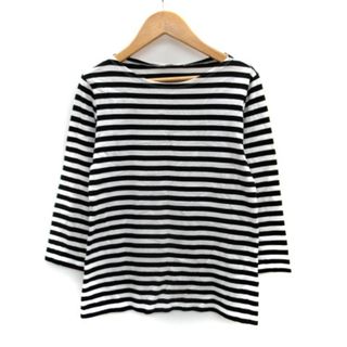 マリメッコ(marimekko)のマリメッコ Tシャツ カットソー 七分袖 ラウンドネック ボーダー柄 XS 黒(その他)