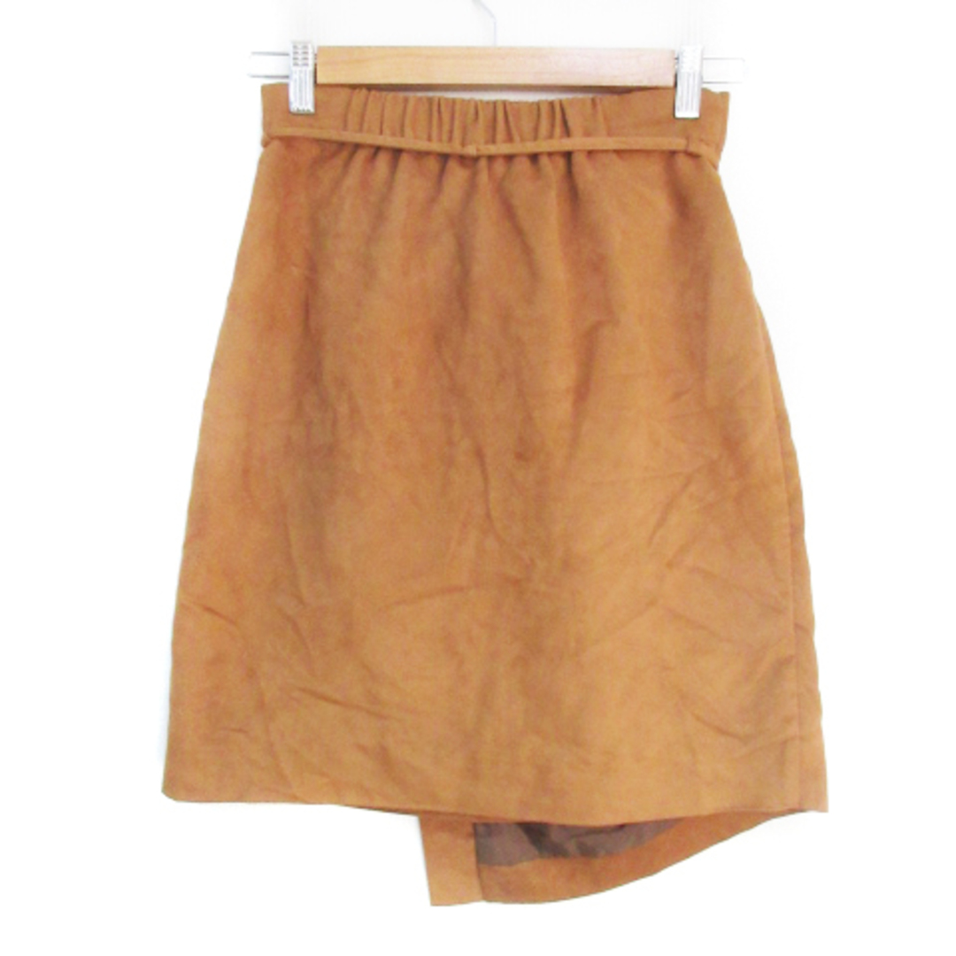 ROSE BUD(ローズバッド)のローズバッド タイトスカート ひざ丈 リボン付き スエード調 無地 F ブラウン レディースのスカート(ひざ丈スカート)の商品写真