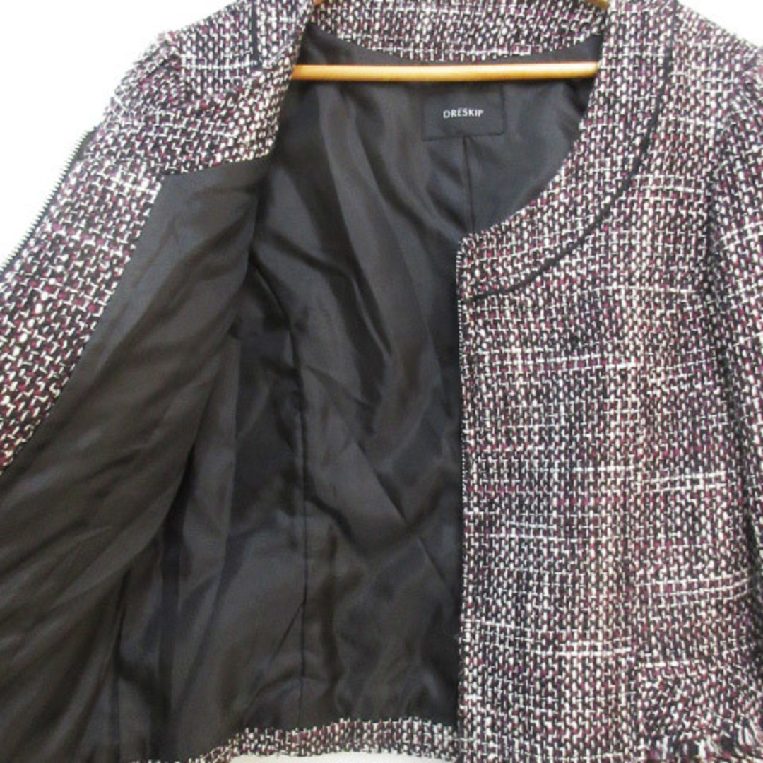 DRESKIP(ドレスキップ)のドレスキップ ツイードジャケット ノーカラージャケット ミドル丈 F 白 黒 レディースのジャケット/アウター(その他)の商品写真