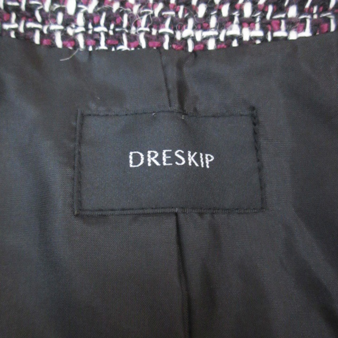 DRESKIP(ドレスキップ)のドレスキップ ツイードジャケット ノーカラージャケット ミドル丈 F 白 黒 レディースのジャケット/アウター(その他)の商品写真