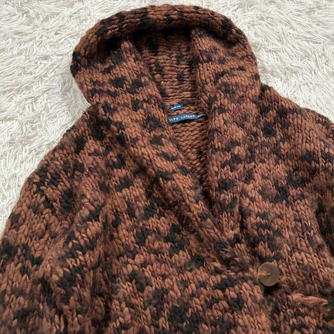 ラルフローレン HAND KNIT 総柄 フード ジャケット カーディガン