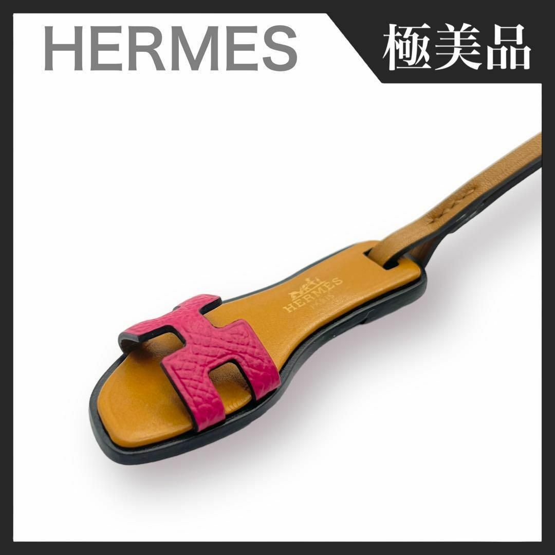 【極美品】HERMES オラン ナノ チャーム サンダル レザー ピンク