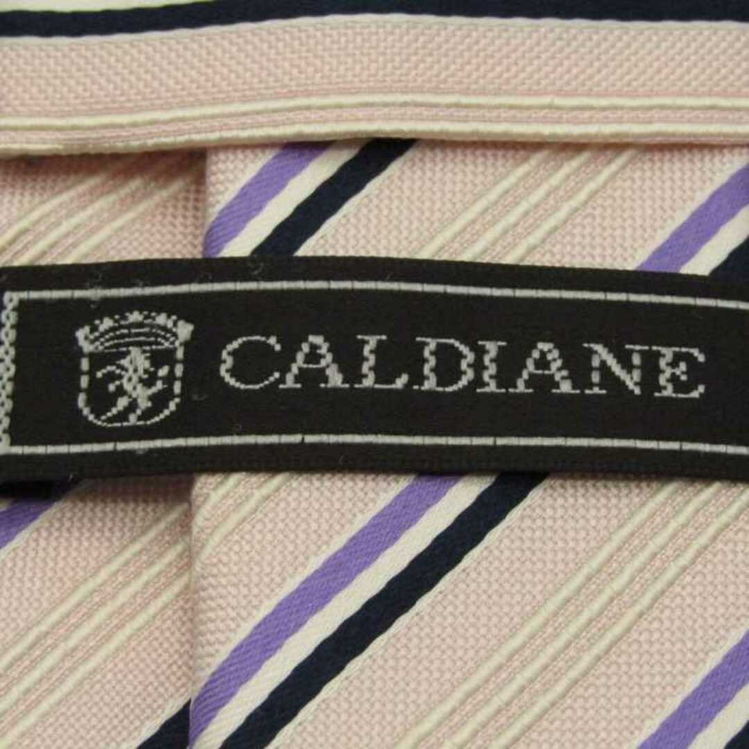 カルディアーネ ブランド ネクタイ シルク ストライプ柄 ギンガムチェック メンズ ホワイト CALDIANE メンズのファッション小物(ネクタイ)の商品写真