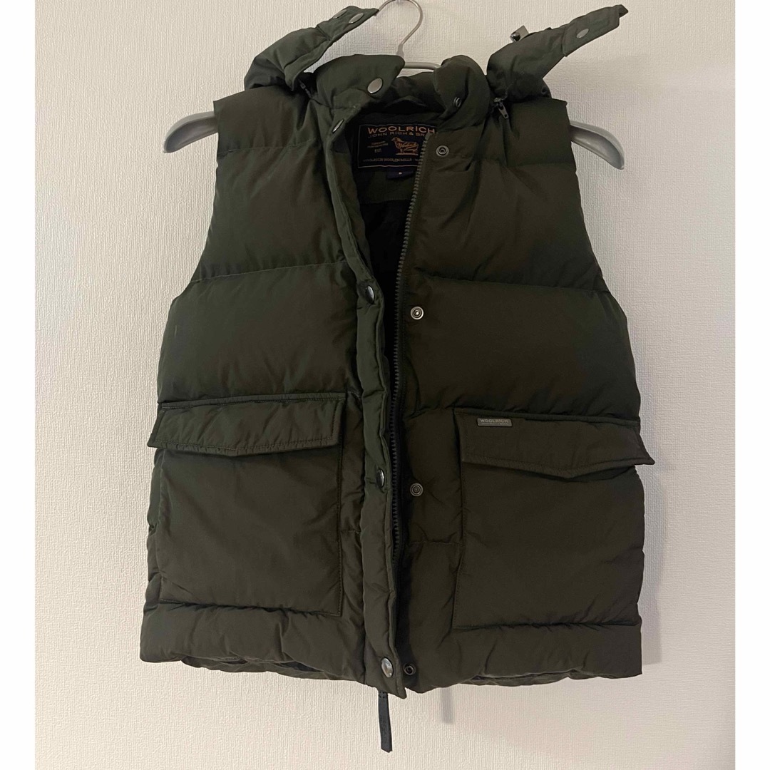 美品【WOOLRICH】ウールリッチ ダウンベスト カーキ リアルファー S-