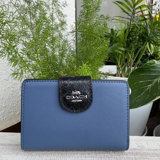 COACH♡コーチ ブラック × ライン グレー ブルー 長財布