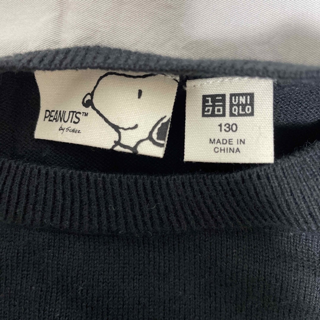 UNIQLO(ユニクロ)のユニクロ スヌーピー ニット黒 130 キッズ/ベビー/マタニティのキッズ服男の子用(90cm~)(ニット)の商品写真