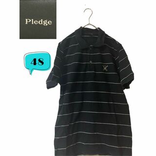 プレッジ(Pledge)のpledge プレッジ　ボーダー　刺繍　ポロシャツ　48(ポロシャツ)