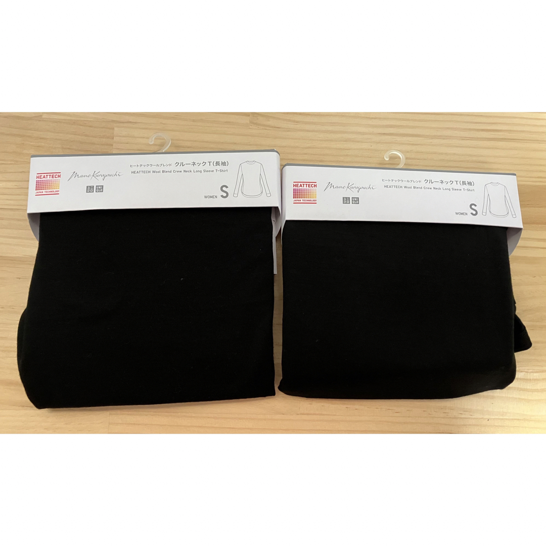 UNIQLO(ユニクロ)の【2枚】新品　ユニクロ　マメ　ヒートテックウールブレンドクルーネックT  S レディースのトップス(Tシャツ(長袖/七分))の商品写真