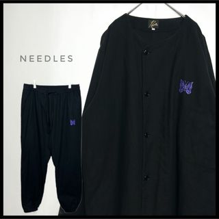 ニードルス(Needles)のneedles セットアップ　シャツ　ジョガーパンツ　ブラック　プリントロゴ　黒(シャツ)