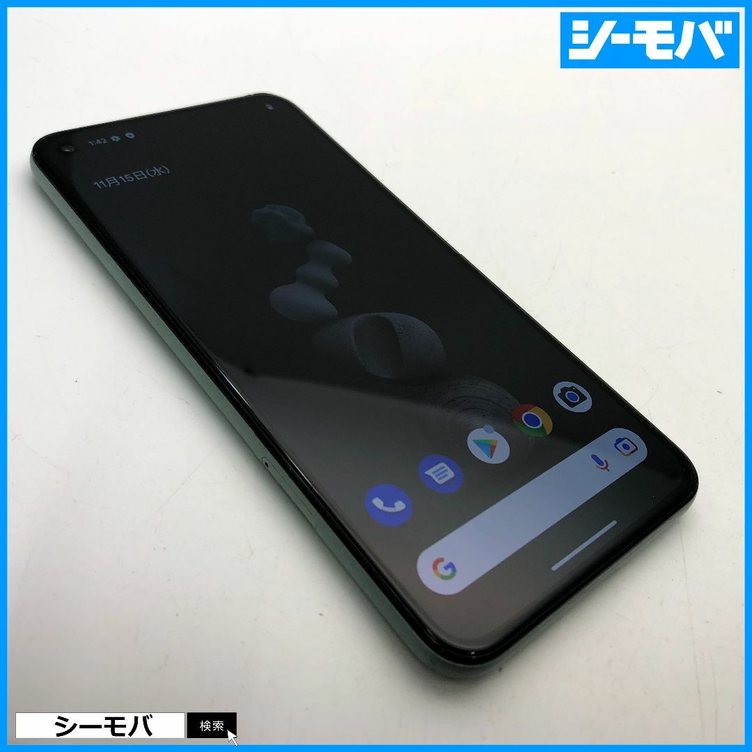 Google(グーグル)の1104 SIMフリー Google Pixel5 128GB グリーン美品 スマホ/家電/カメラのスマートフォン/携帯電話(スマートフォン本体)の商品写真