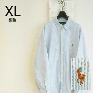 ラルフローレン(Ralph Lauren)のラルフローレン　長袖シャツ　YARMOUTH　ストライプ　ホワイト　XL相当(シャツ)