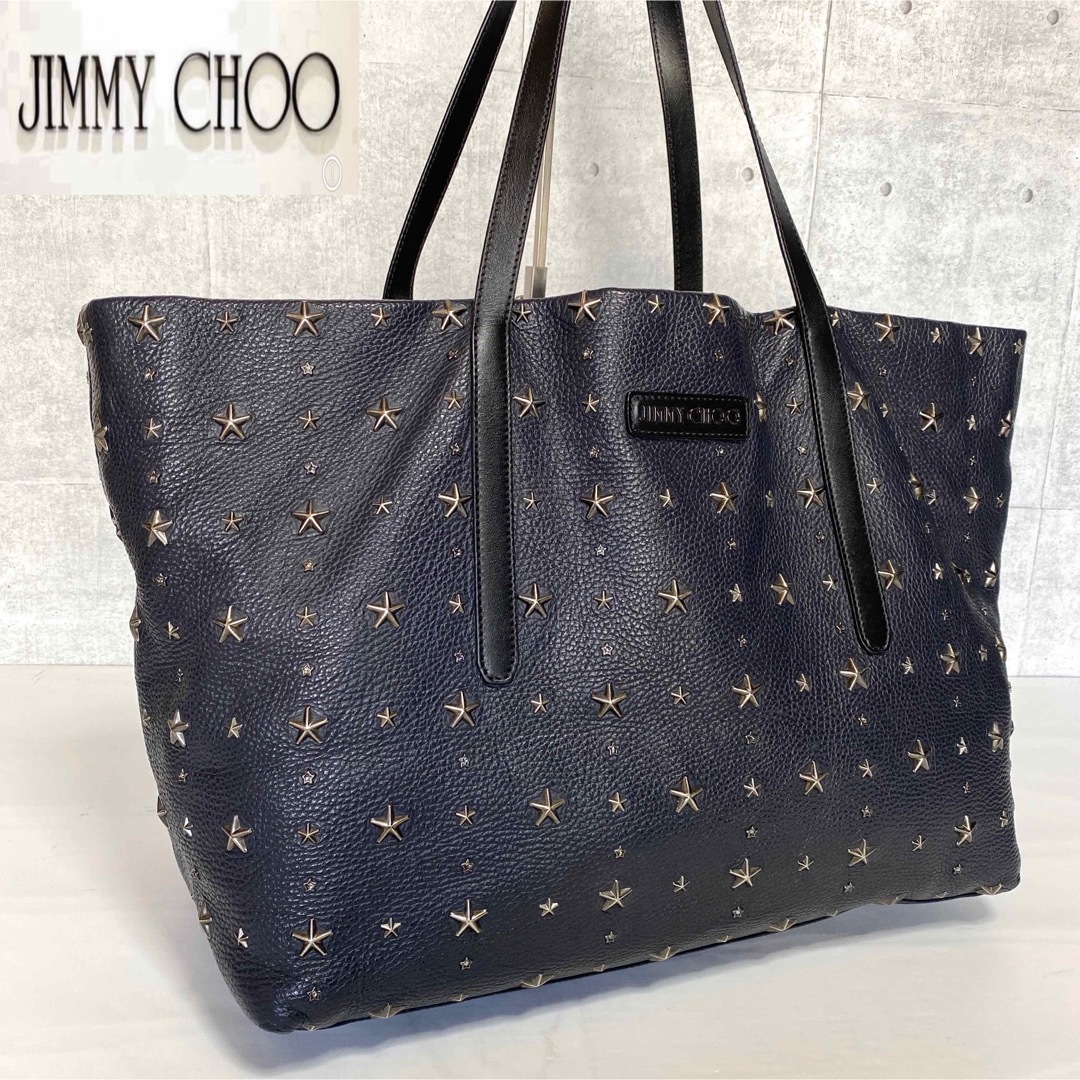 JIMMY CHOO - 【良品】JIMMY CHOO PIMLICO ネイビー スタッズ トート ...