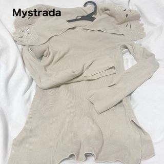 マイストラーダ(Mystrada)のMystrada 刺繍ケープカラーニット　定価¥16.500- ベージュ 　38(ニット/セーター)