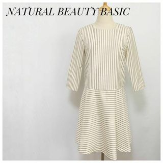 エヌナチュラルビューティーベーシック(N.Natural beauty basic)のナチュラルビューティーベーシック ストライプ ボーダー フレア ワンピース(ひざ丈ワンピース)