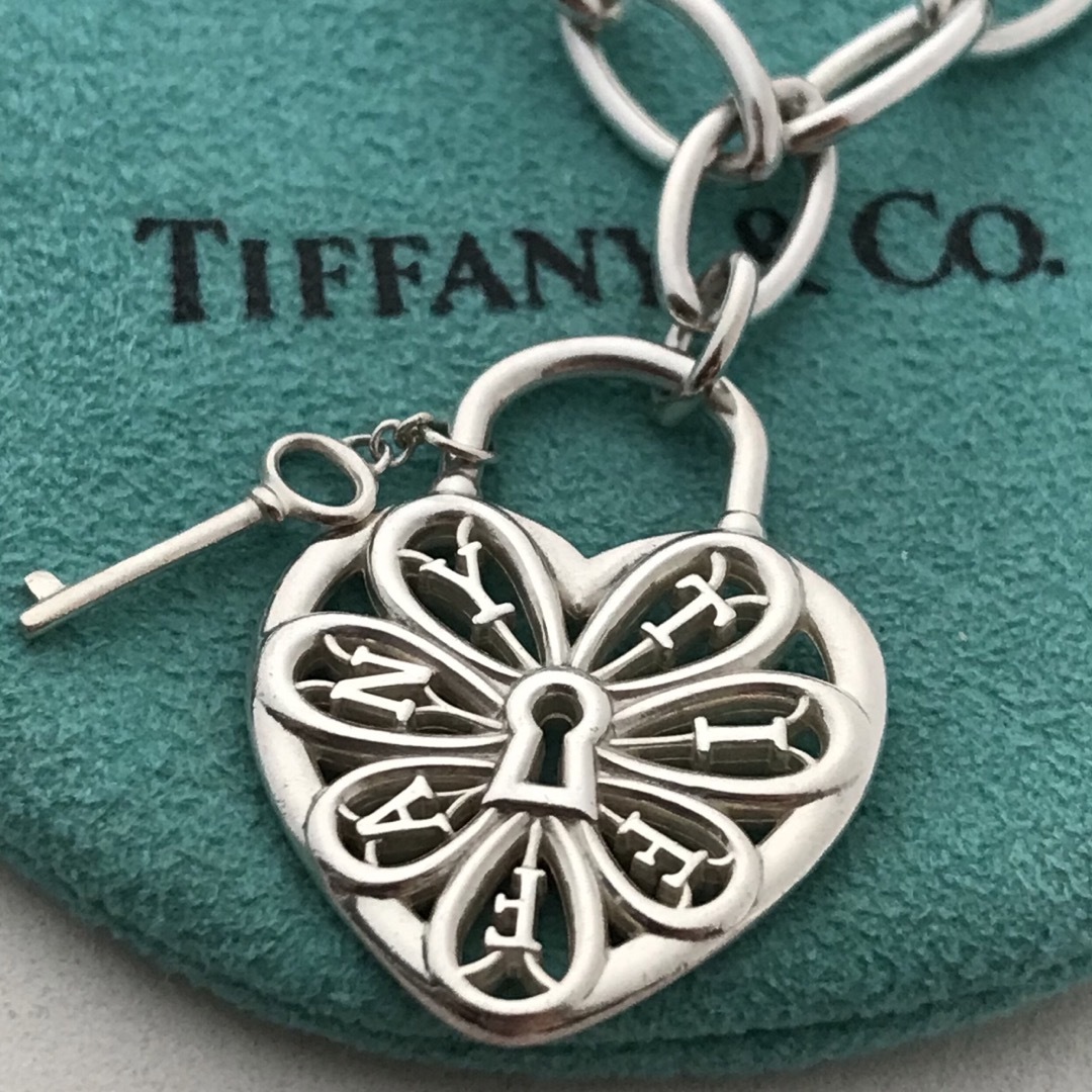 アクセサリーTIFFANY フィリグリー ハート キー ブレスレット希少美品