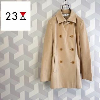 ニジュウサンク(23区)の【23区】美品38アンゴラ67% ウール ダブル ハーフコート ライトベージュ.(ピーコート)