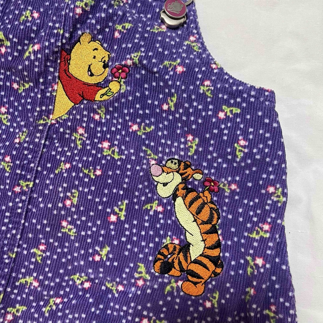 【専用】vintage 古着 プーさん ワッペン 花柄 ジャンパースカート キッズ/ベビー/マタニティのキッズ服女の子用(90cm~)(ワンピース)の商品写真