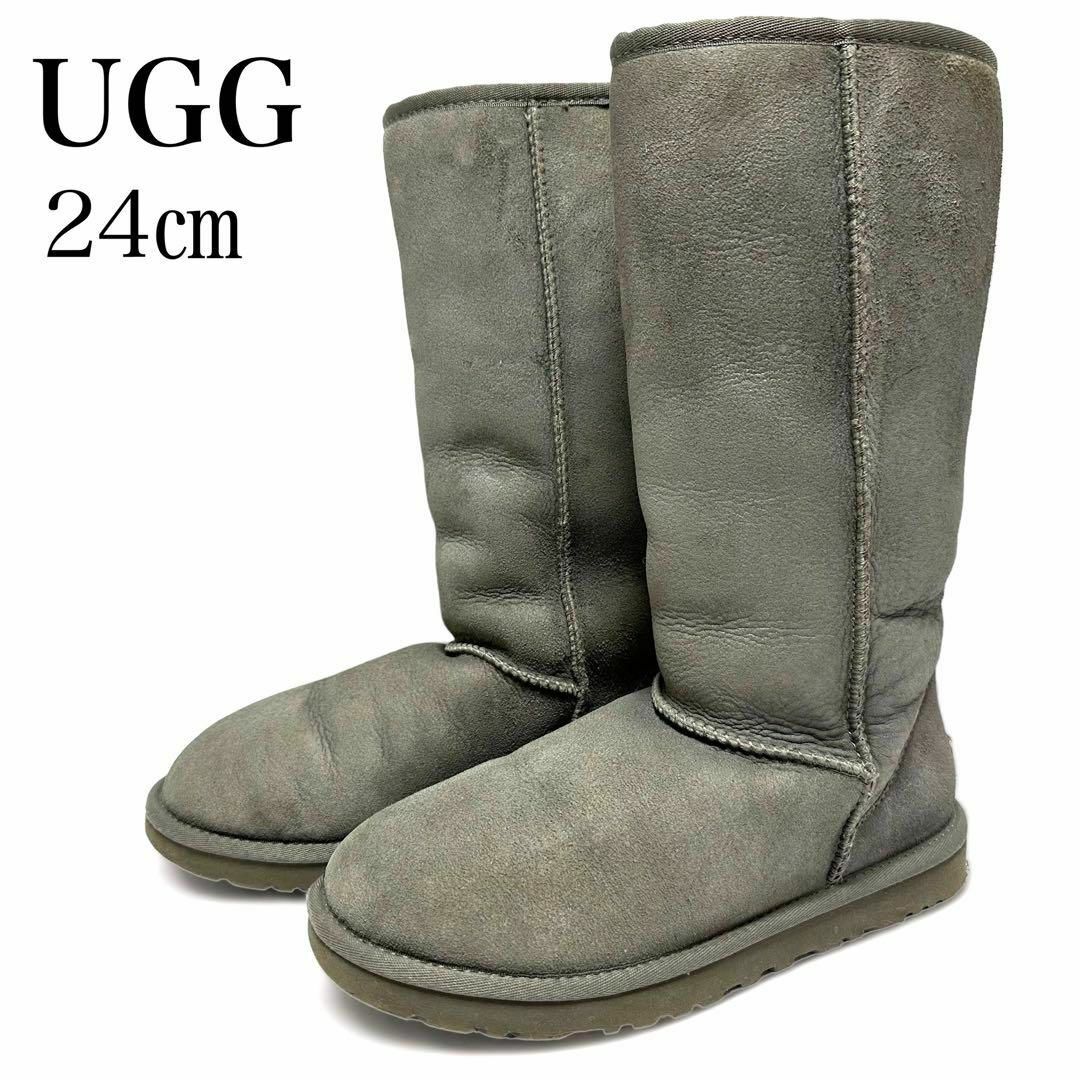UGG(アグ)の美品✨アグ 24㎝ クラシック トール ムートンブーツ シープスキン グレー レディースの靴/シューズ(ブーツ)の商品写真