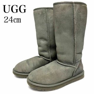 アグ(UGG)の美品✨アグ 24㎝ クラシック トール ムートンブーツ シープスキン グレー(ブーツ)