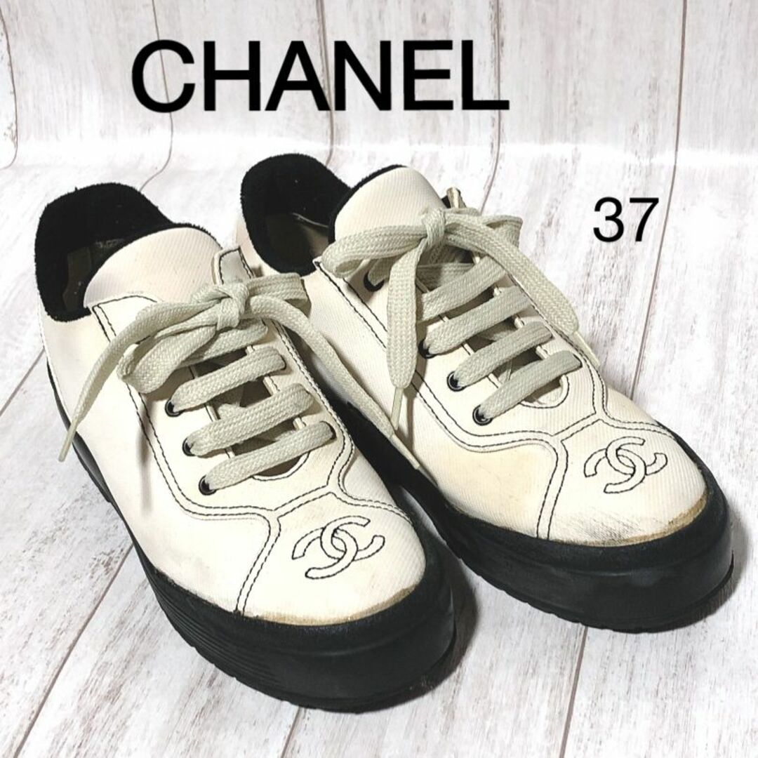 CHANEL スニーカー ヴィンテージ 37/シャネル 98C ココマーク ロゴ