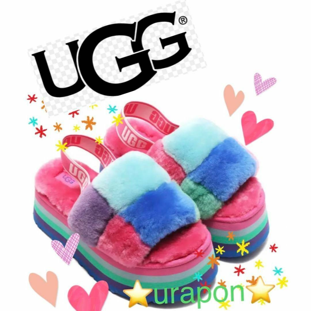 超入手困難✨激レア✨②22✨新品✨UGG✨ディスコ チェッカー スライド✨厚底サンダル